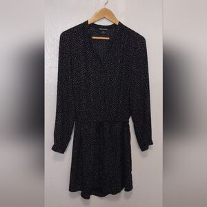 Hilary Radley Black Shirt Dress Womens Size M Elastic Drawstring Waist
